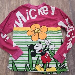 Disney Parks Mickey Mouse Yellow Flower Long Sleeve T-Shirt Size Medium